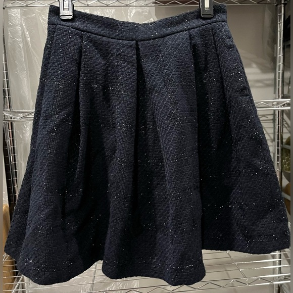 new Metallic Plaid Jacquard winter heavy Skirt Banana Republic navy 2 4 6 8 12 - Picture 3 of 7